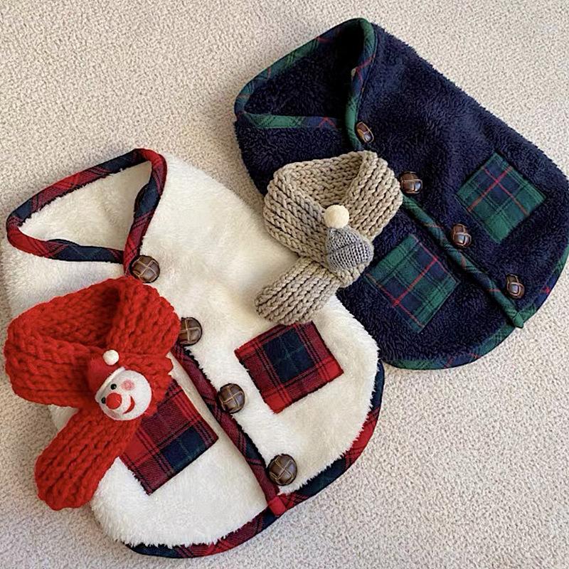 Free scarf, puppy dog clothes, cat pet winter warm cotton-padded clothes, teddy bear, cat, small dog autumn and winter clothes
