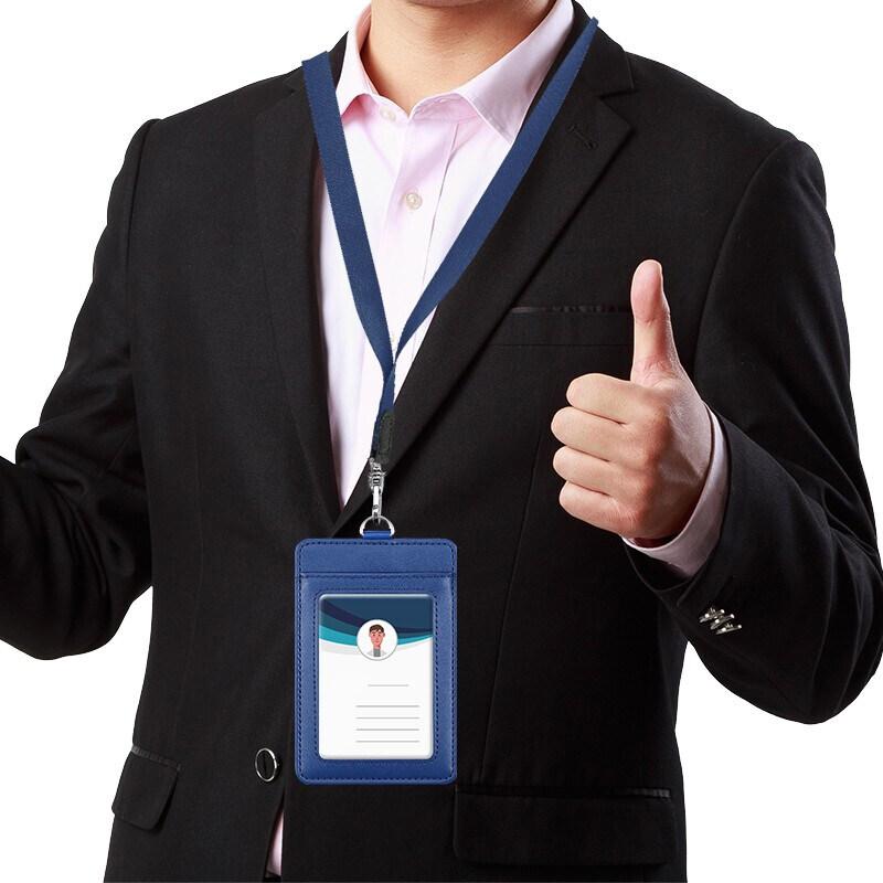 Формальный бизнес-держатель для удостоверения личности с 2 слотами и шнурком, горизонтальный и вертикальный стили, подходит для офиса и профессионалов, держатели для карт