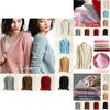 Luxurious Ladies Knitted V-neck Cashmere Sweater Cardigan With Long Sleeves And Soft Material
