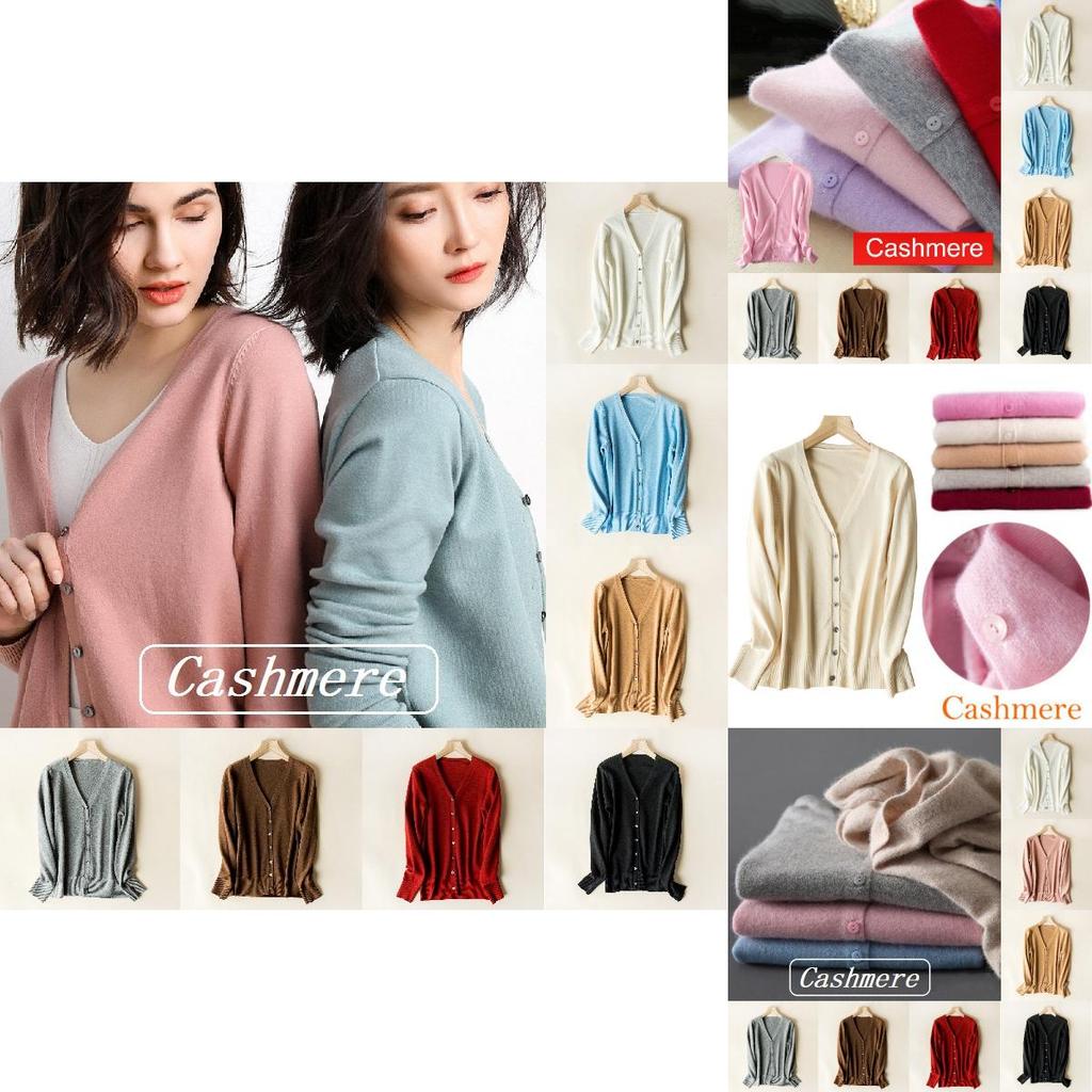 Luxurious Ladies Knitted V-neck Cashmere Sweater Cardigan With Long Sleeves And Soft Material