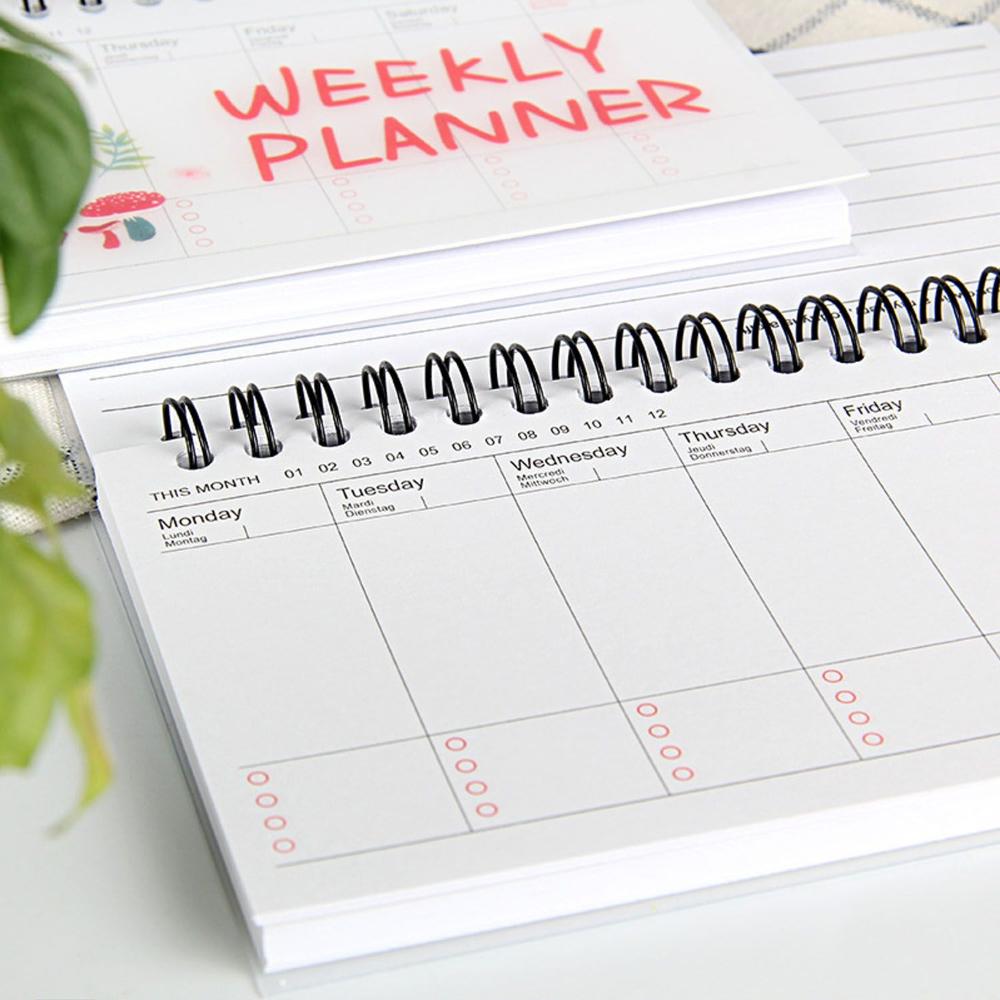 Notebook Up-turning Student Notebook Cartoon Weekly Planning Tearable Schedule Book