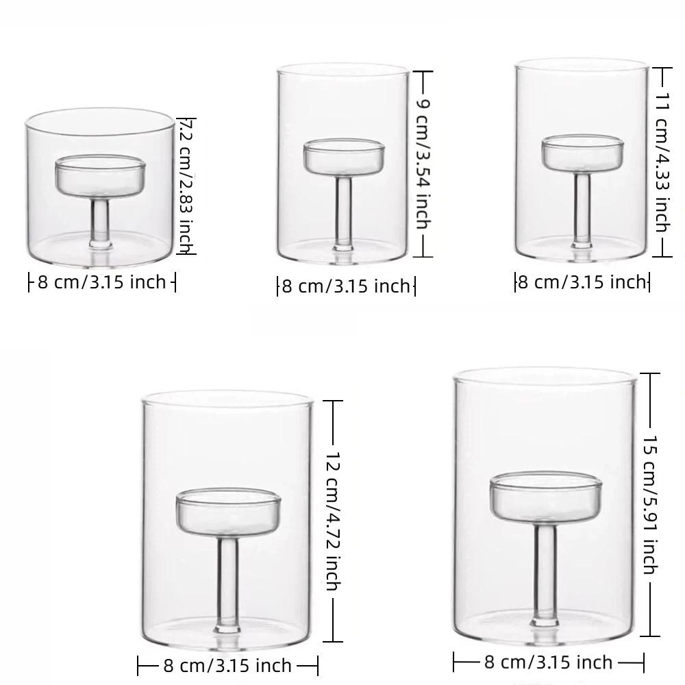 Transparent Tea Light Candle Holders Modern Cylinder Candlestick Glass Candle Holder Wedding Party