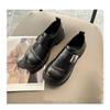 Retro Style Leather Platform Small Leather Shoes Women's Shoes Velcro Round Head British Style Versatile Washed Cowhide Loafers Women