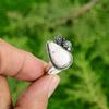 Natural Scolecite Gemstone 925 Silver Promise Flower Adjustable Ring For Women