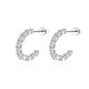 Luxury 925 Sterling Silver Claw-set Moissanite C-shaped Design Fine Jewelry Stud Earring for Women Wedding Engagement