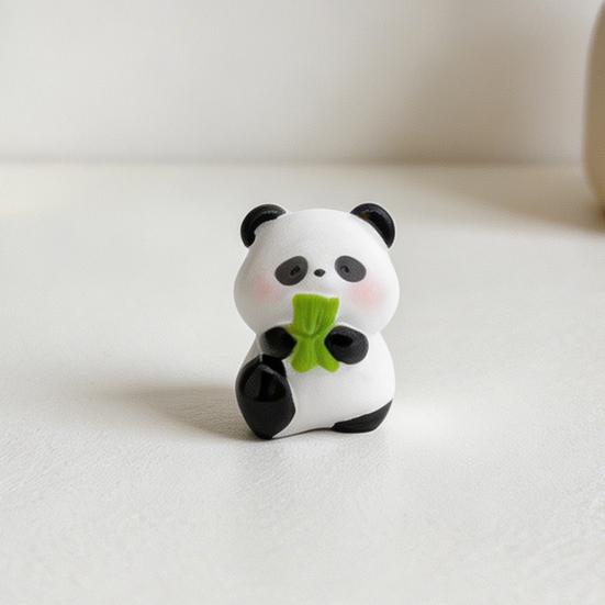 2 Pcs Mini Panda Figurines Cute Resin Panda Statues DIY Miniature Panda Cake Toppers for Fairy Garden Micro Moss Landscape Office Home Desk Decoration