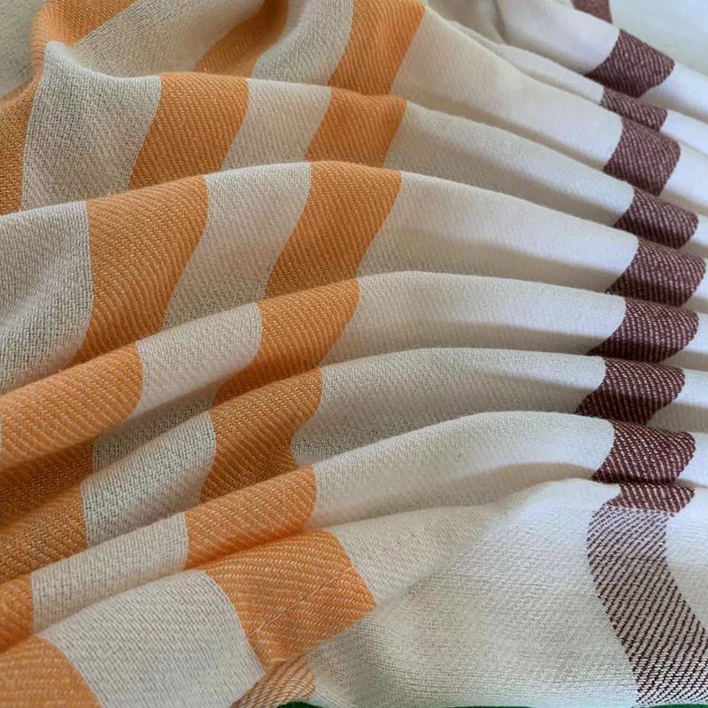 Очень большое полосатое полотенце-шаль для турецкой бани и пляжа с кисточками