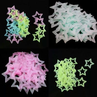 3D полая звезда, накапливающая энергию, флуоресцентное свечение в темноте, светящиеся настенные наклейки для детской комнаты, гостиной, декаль
