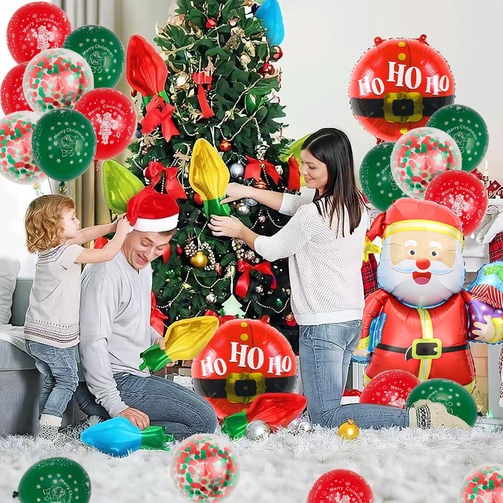 Набор из 26 рождественских воздушных шаров, рождественские шарики из алюминиевой фольги в форме лампочки, Санта-Клаус, рождественская вечеринка