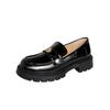 Spot Version~ Camellia Loafers Women's British Style Leather Thick-soled Black Single Shoes, One Pedal Gold Coin Small Leather Shoes.