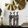 Красивая отделка, уникальный декор для дома, ручная работа, африканские племенные женщины, произведение искусства - (Набор из 3 штук, черного и золотистого цвета)