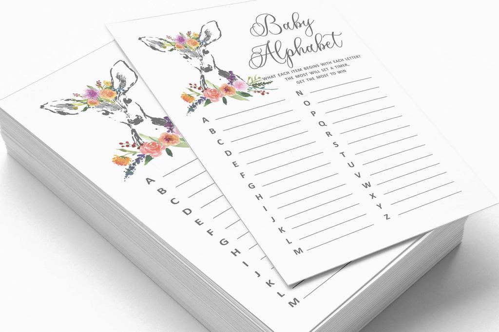 Inkdotpot 50 BabyA AlphabetA ABCA GameA Олени Животные Baby Shower Игра Гендерно-нейтральная вечеринка