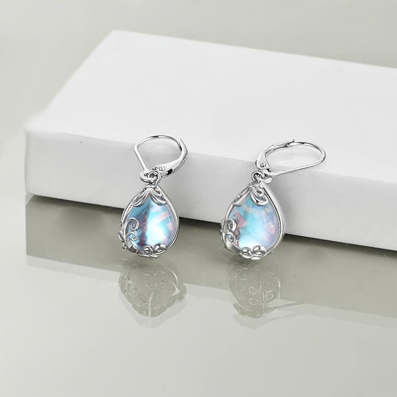 Элегантные серьги-капли лунного камня с волнами: Европейские и американские роскошные модные украшения