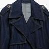 Kaslead New Women clothes Western Style Fashion Short Wide Design Sense Denim Long sleeve Trench coat