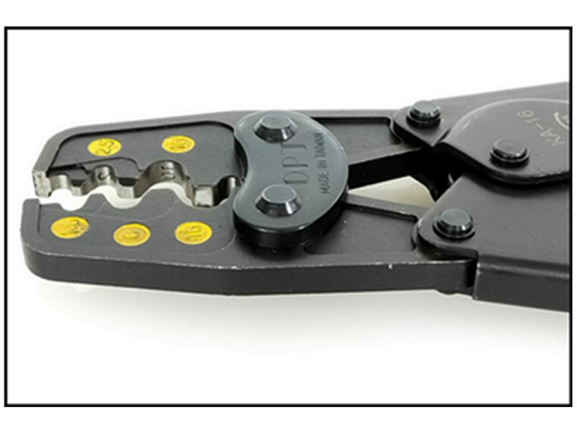 Labor-Saving Ratchet Crimping Pliers with Bare Terminal Nipple Cap, Model KA5-6
