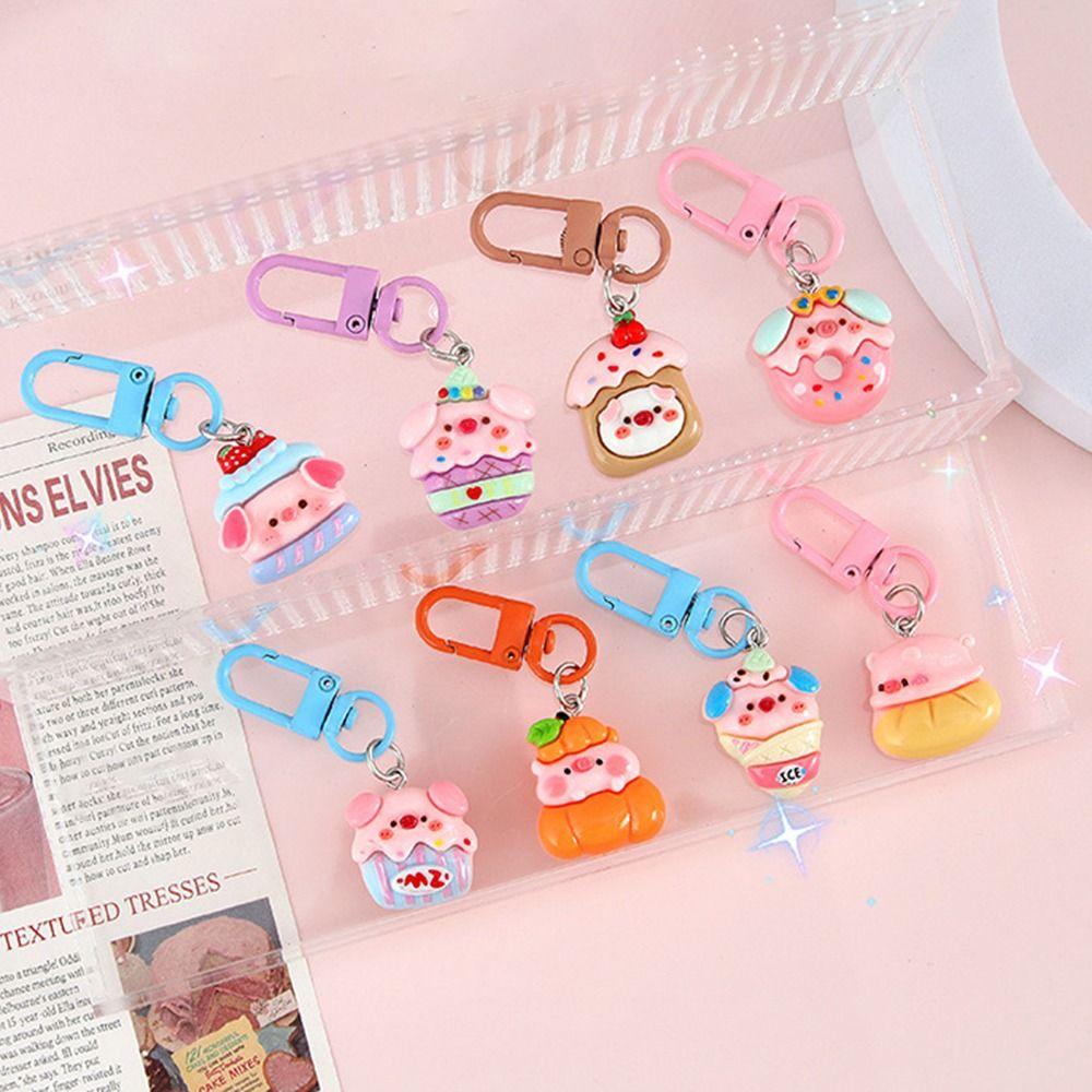 Resin Piggy Doll Keychain Creative Cartoon Doll Pendant Portable Pig Car Key Hanger Gift