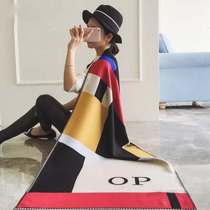 French Retro Wool Cloak Temperament Shawl Thickened Warm Student Long Plaid Double-sided Scarf Female Commuter
