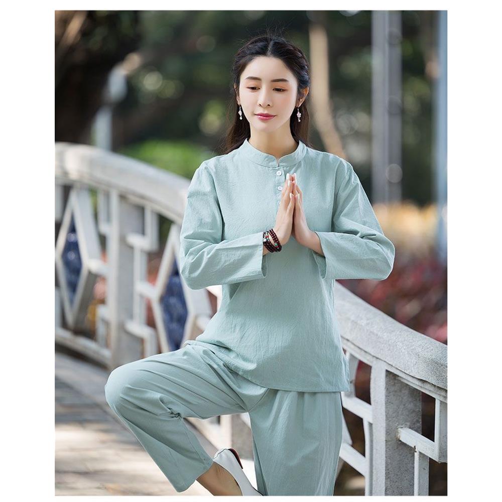 Cotton Linen Tai Chi Clothes Set Chinese Style Tea Clothes Yoga Clothes Ladies Suit