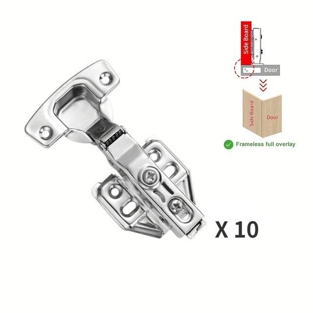 Stainless Steel Upgrade Hinges: 2-10Pcs Full Overlay Soft Close Hidden Hinges with Screws for Furniture & Kitchen Doors
