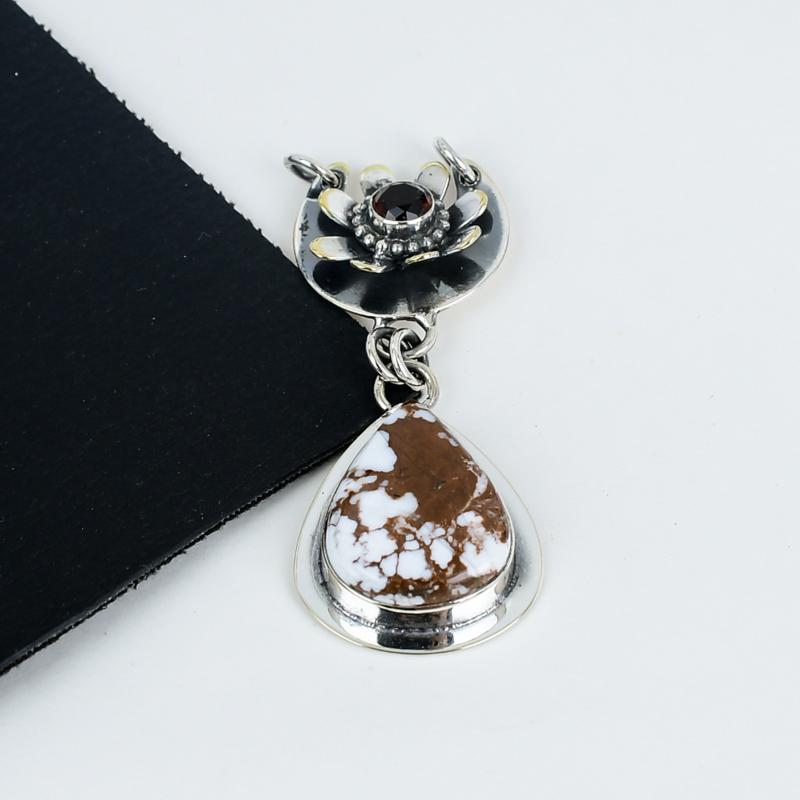 Подвеска из натурального дикого конского яшмы, стерлинговое серебро 925 пробы — дизайн ручной работы, повседневные украшения, уникальная подвеска из красного граната, подарки на день рождения