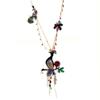 [R6099] - Designer Necklace 'Lilipoupettes' (peacock) Multicolor Black - 12x6 Cm
