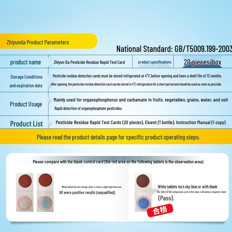 Zhiyunda Vegetable & Fruit Pesticide Residue Rapid Test Card Detector