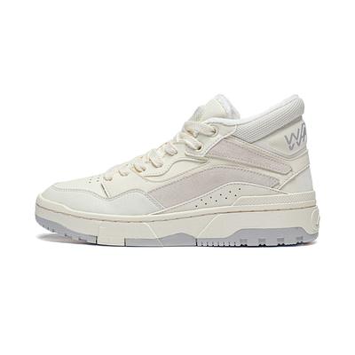 Li Ning Wei Wu Mid Fleece Classic Universal Casual Comfortable Durable Breathable High-Top Skate Shoes Women sneakers Off-White AGCT226-1