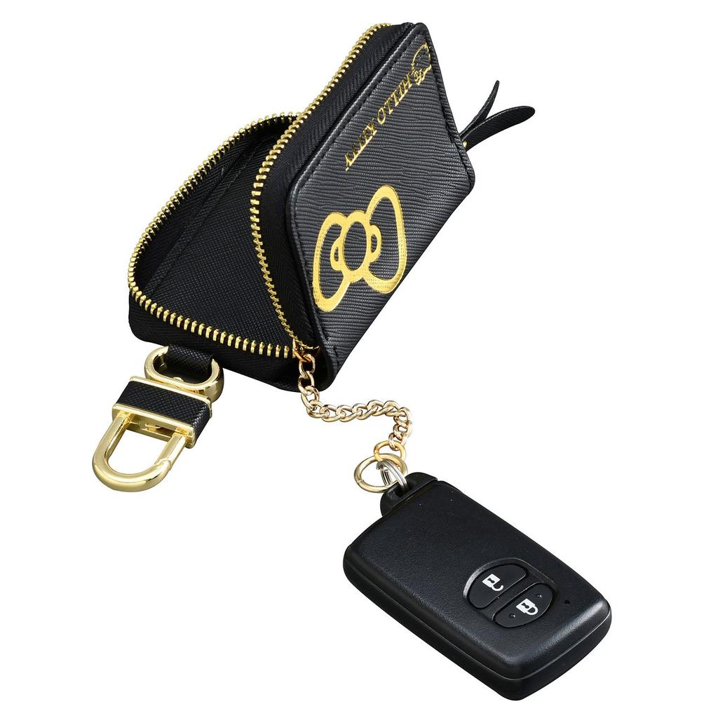 Seiwa Car Accessories Hello Kitty Key Case KT523 Smart Key Storage Black Gold HELLO KITTY &