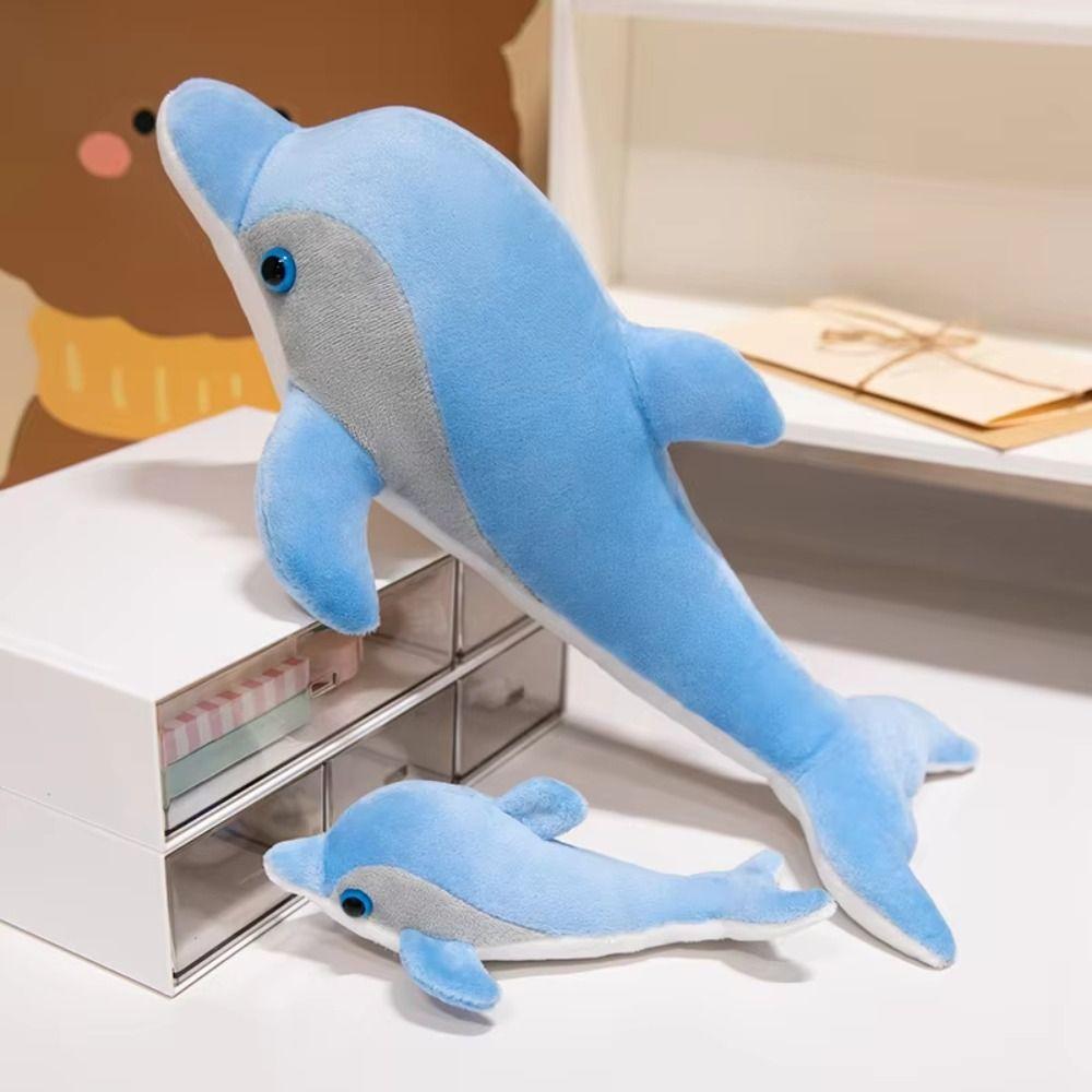 Marine Life Dolphin Mom-Child Stuffed Toys Simulation Dolphin Sofa Pillow  Kids Birthday Christmas