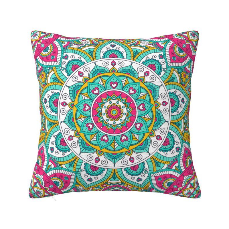 Custom Bohemia Ethnic Mandala Flower Cushion Cover 45x45 Cm Polyester Throw Pillow Case For Sofa Decoration Bedding Pillowcase
