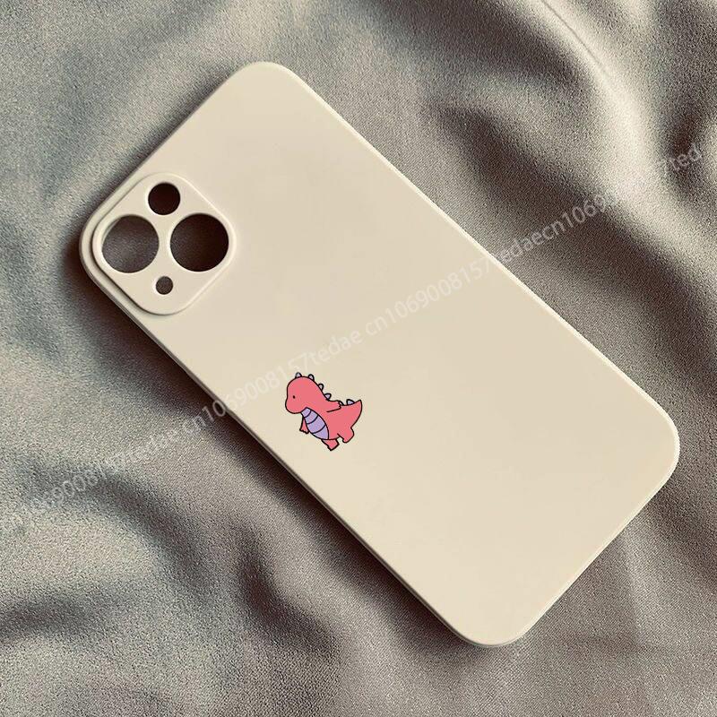 Милый чехол для телефона с мультяшными динозаврами для iPhone 16 15 14 11 12 13 Pro Max Mini 16E 17 Pro. Минималистичный силиконовый чехол для влюбленных.