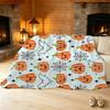 Soft Plush Flannel Blanket Pumpkin Theme Cozy Throw for Home, Living Room, Bedroom, Movie Night, Halloween & Christmas, Warm Fuzzy for Fall Winter