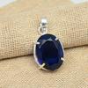Blue Sapphire Lab-Created Gemstone 925 Sterling Silver Handmade Pendant Jewelry For Women