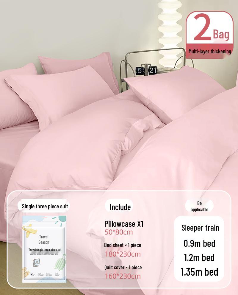 Portable Disposable Bed Sheet & Pillowcase Set: Anti-Dirty, Thickened Four-Piece Travel Kit for Double & Single Beds