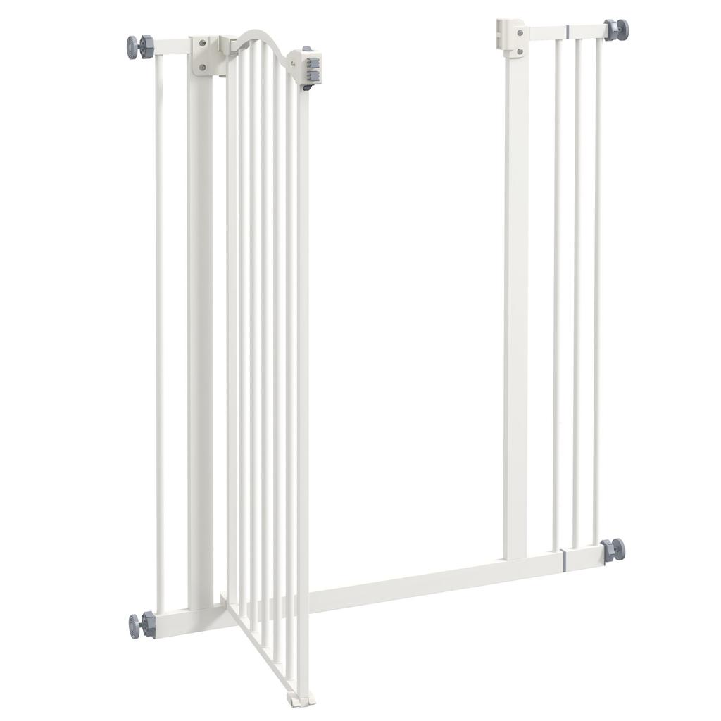 Metal Pet Safety Gate Dog Gate Folding Fence 74 87cm White