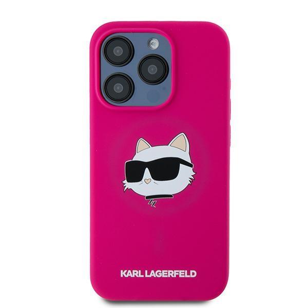 Karl Lagerfeld Klhmp15Lschpplf Iphone 15 Pro 6.1 Różowy/Fuschia Twarde Etui Silikonowe Głowa Choupette Magsafe