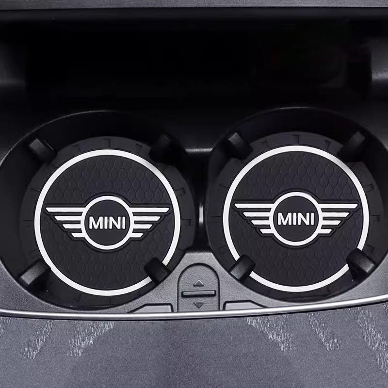 2Pcs Car Logo Water Cup Slot Anti Slip Mat Coaster For BMW MINI Cooper R53 R52 R50 One JCW Clubman Countryman WORKS Accessories