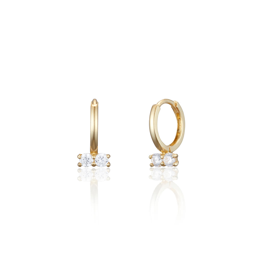 Серьги-кольца Lunne 14K с двойной буквой Q, застежка-щелчок (14-каратное золото) #L01