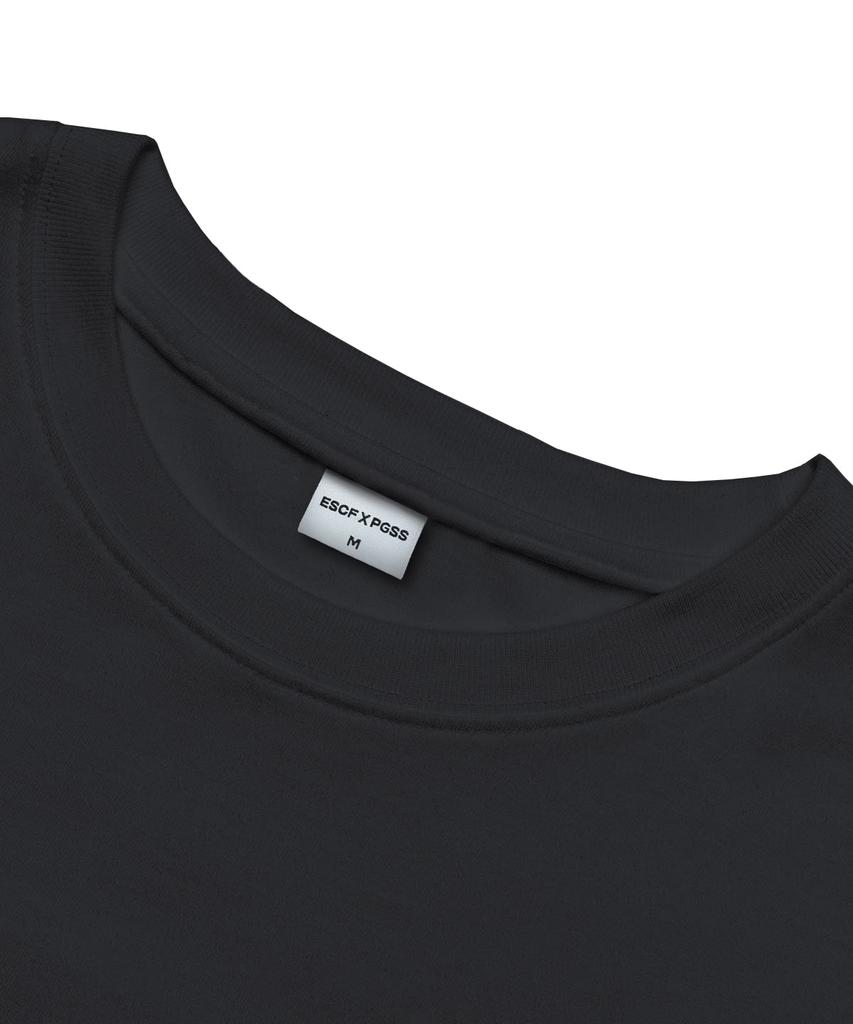 ESCAPEFROM Vintage Flag Escf Logo Collage Print Oversized Short Sleeve T-Shirt Charcoal