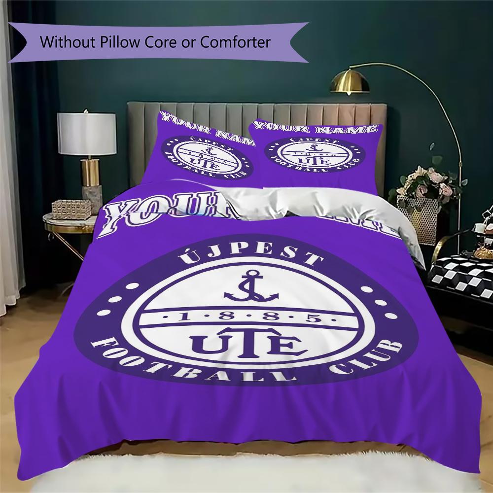 Custom Name Újpest FC Pattern Bedding uilt Set uilt Cover Pillowcase Home Decoration Birthday Gift (1*duvet cover+2*pillowcase without core)