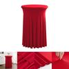 Stretch Spandex Round Cocktail Tablecloth With Skirt Wrinkle Free Cover For Wedding Party Banquet