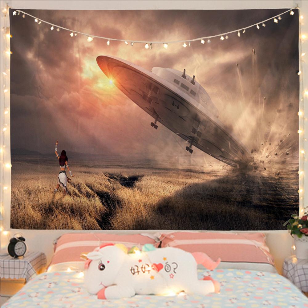 Таинственный гобелен с космическим кораблем, подвесной экзопланет, общежитие, Звезда Вселенной, спальня, гостиная, домашний декор
