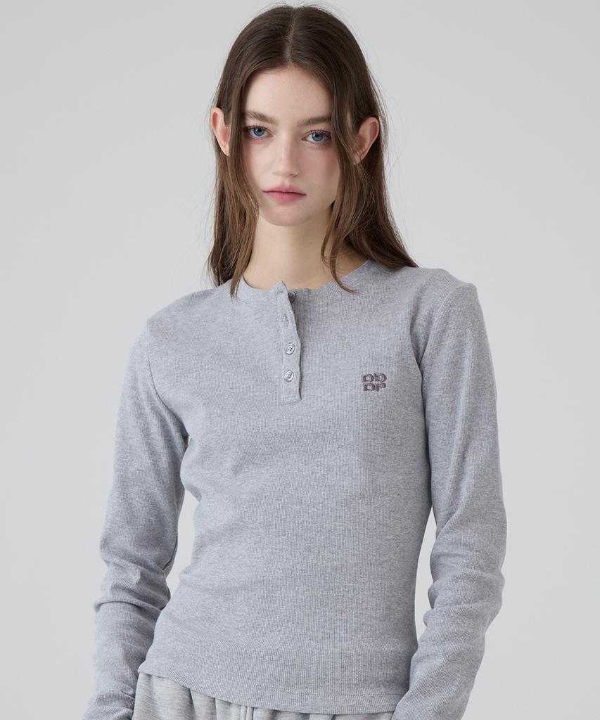 DANGLEDROP Dgdp Square Logo Slim Fit Long Sleeve_Melange Grey