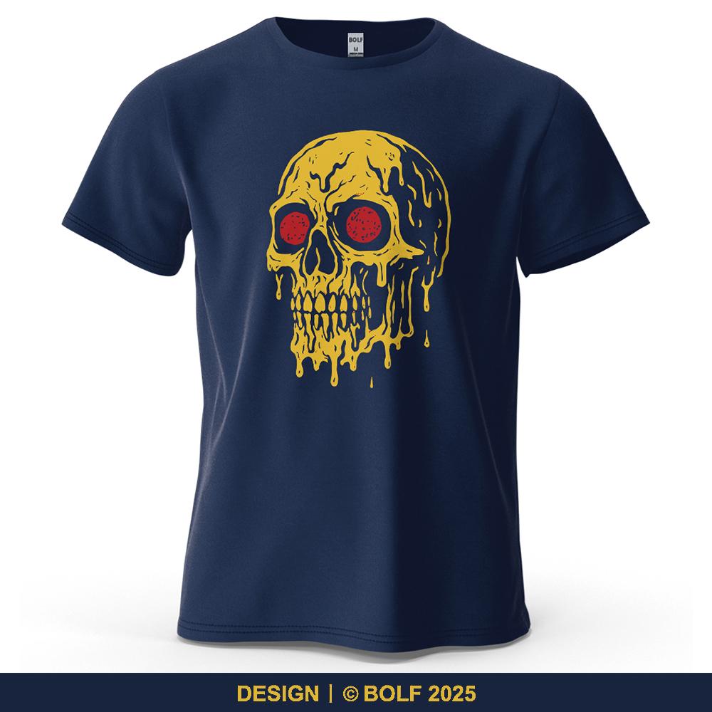 Melting Skull Unique Printed Men's T-Shirt Oversized Edgy Graphic Tees for Women Tops Tees Streetwear