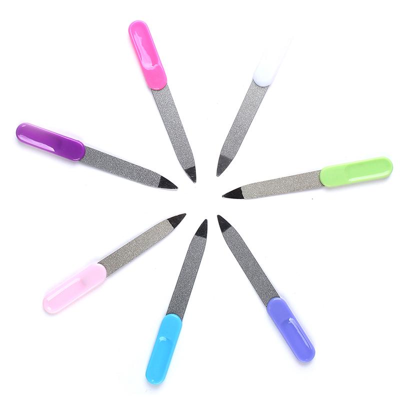 2шт двухсторонняя металлическая пилка для дизайна ногтей из нержавеющей стали, инструмент для маникюра и педикюра