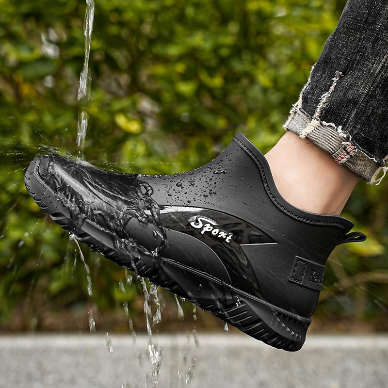 Men Work Chef Shoes Waterproof Oil-proof Kitchen Work Cook Boots Non-slip Ankle Rain Boots Man Hotel Restaurant Safety Footwear