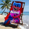 Custom Name Personalized Huggy Wuggy Print Beach Towel, for Trip Camping Beach Party Home Decor, Birthday Gift for Family & Friends