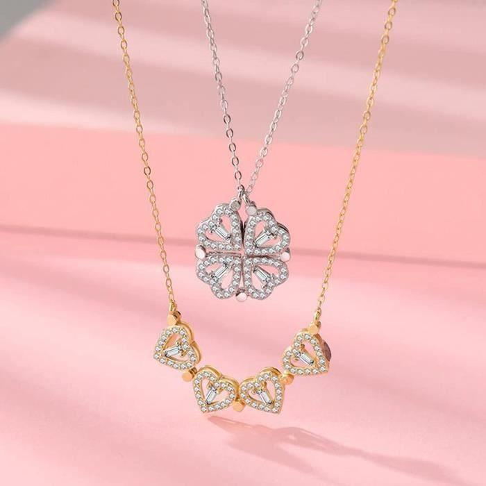 Collier creux trèfle à quatre feuilles, collier pendentif convertible en forme de coeur et trèfle à quatre feuilles, un orneme[484]