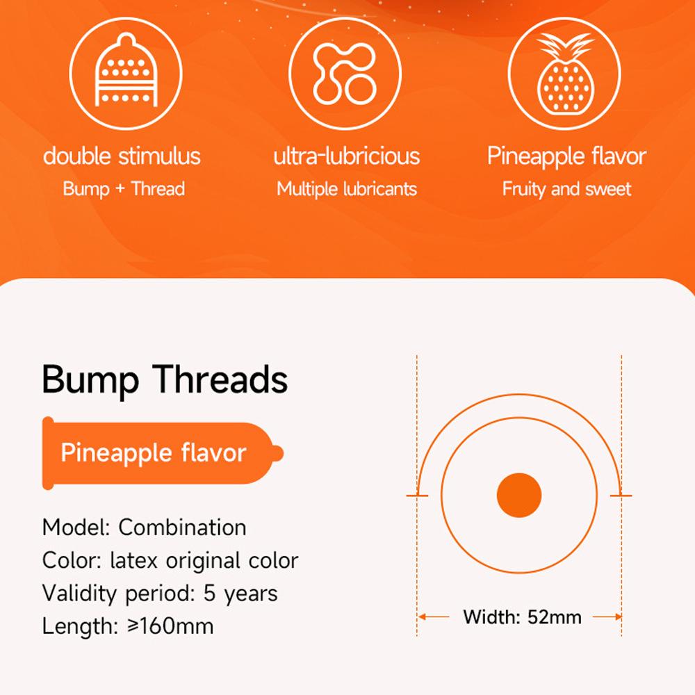 Ультратонкий презерватив со смазкой, презерватив из натурального латекса, 52 мм, со вкусом ананаса, шишка, безопасный секс-продукт для мужчин