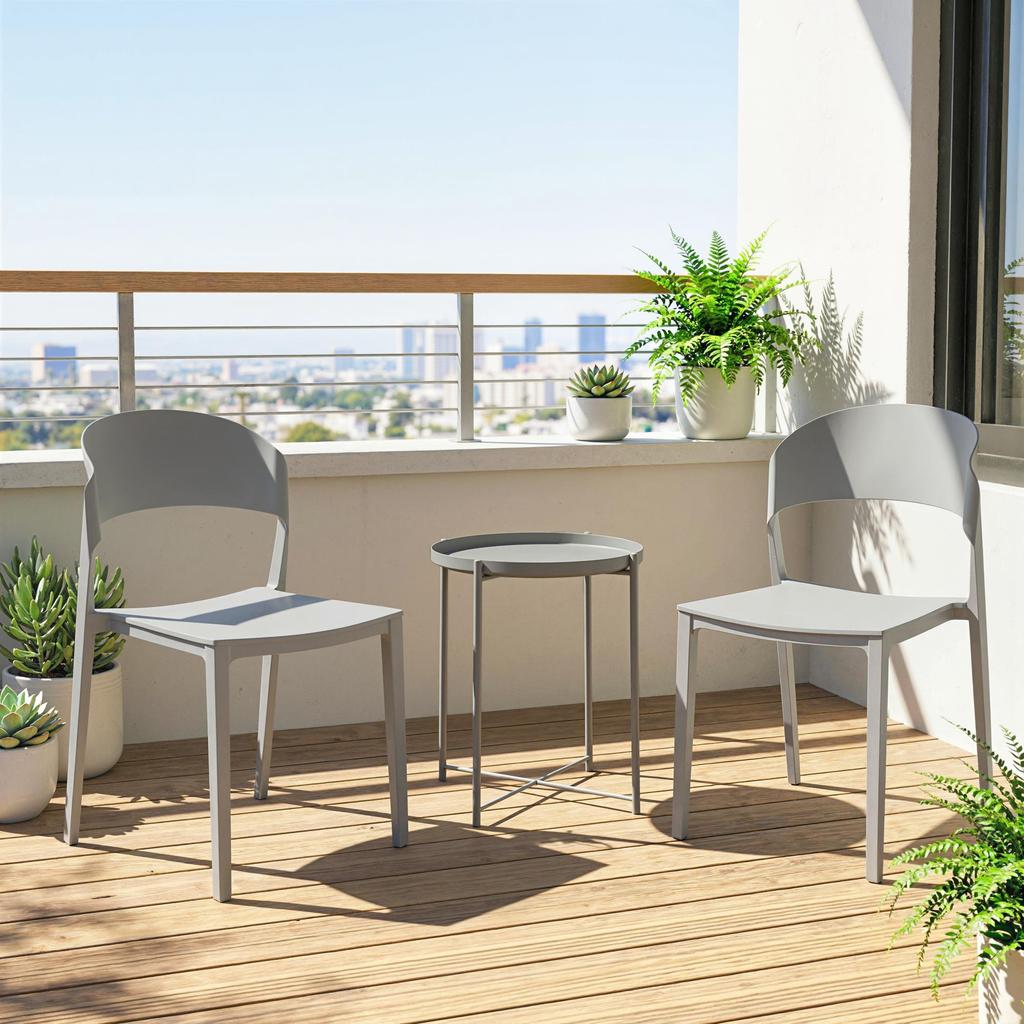 Set of 4 Garden Chairs, Stackable, PP Structure Suitable for All Seasons